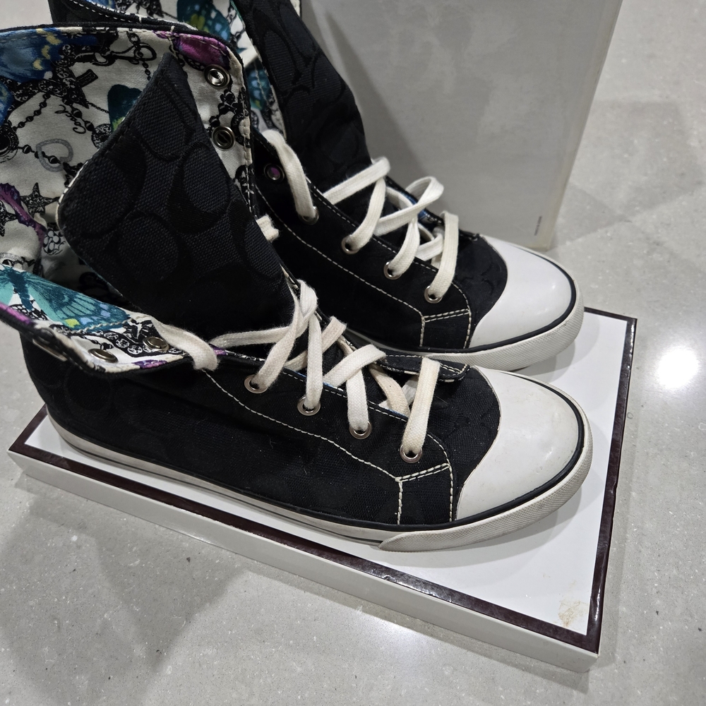 Coach Black and White High-Top Sneakers